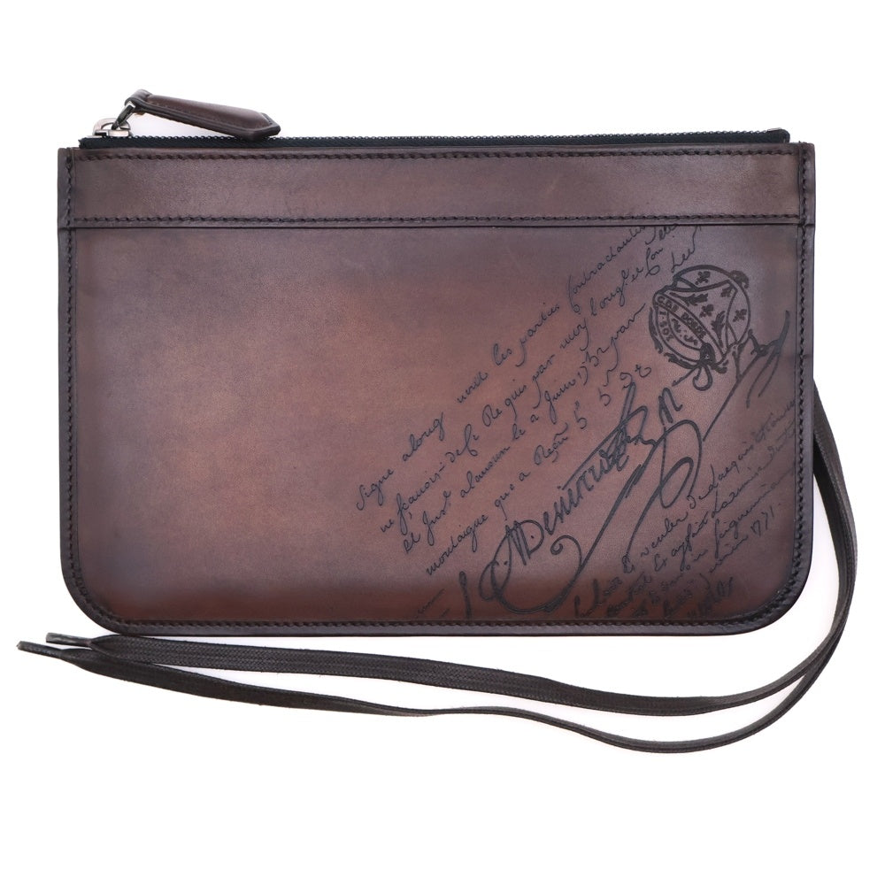 Berluti(ベルルッティ) カリグラフィ ポーチ オーダー ブラウン レザー