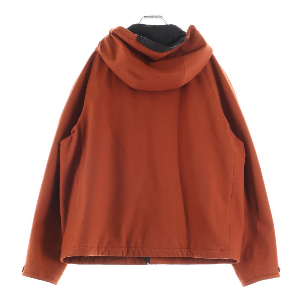 Berluti(ベルルッティ) レザーパッチ カシミヤフーデッド ジップアップ ブルゾン オレンジ R25OBL415WDBQ