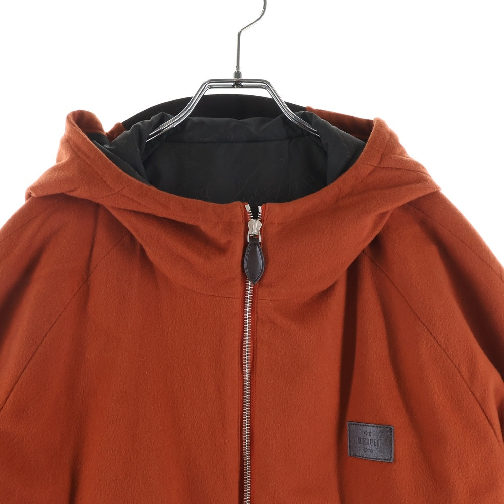 Berluti(ベルルッティ) レザーパッチ カシミヤフーデッド ジップアップ ブルゾン オレンジ R25OBL415WDBQ