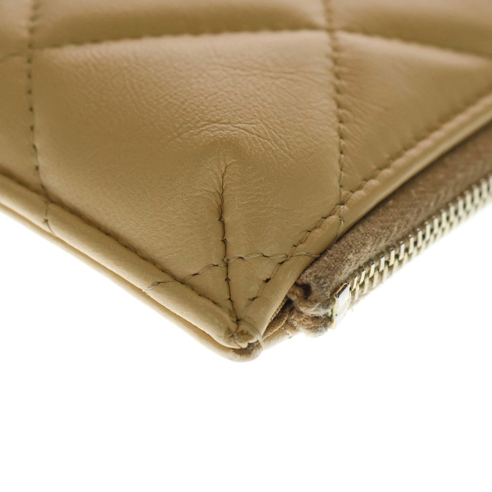 CHANEL(シャネル) シャネル19 チェーンココ フラグメントケース カードケース 財布 ロングウォレット ベージュ ラムスキン AP1182 ゴールド金具 レディース