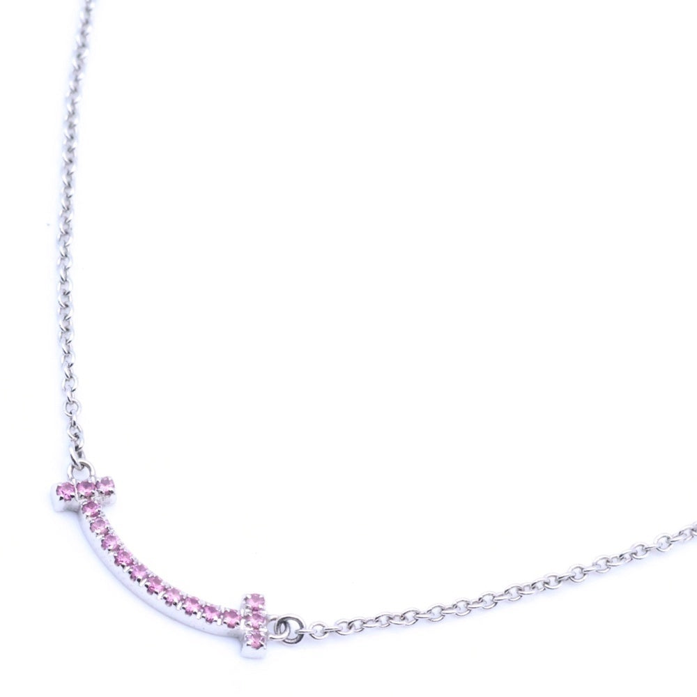 TIFFANY & Co.(ティファニー) Tスマイル ミニ ピンクサファイヤ Au750 K18 WG ホワイトゴールド ペンダント レディース