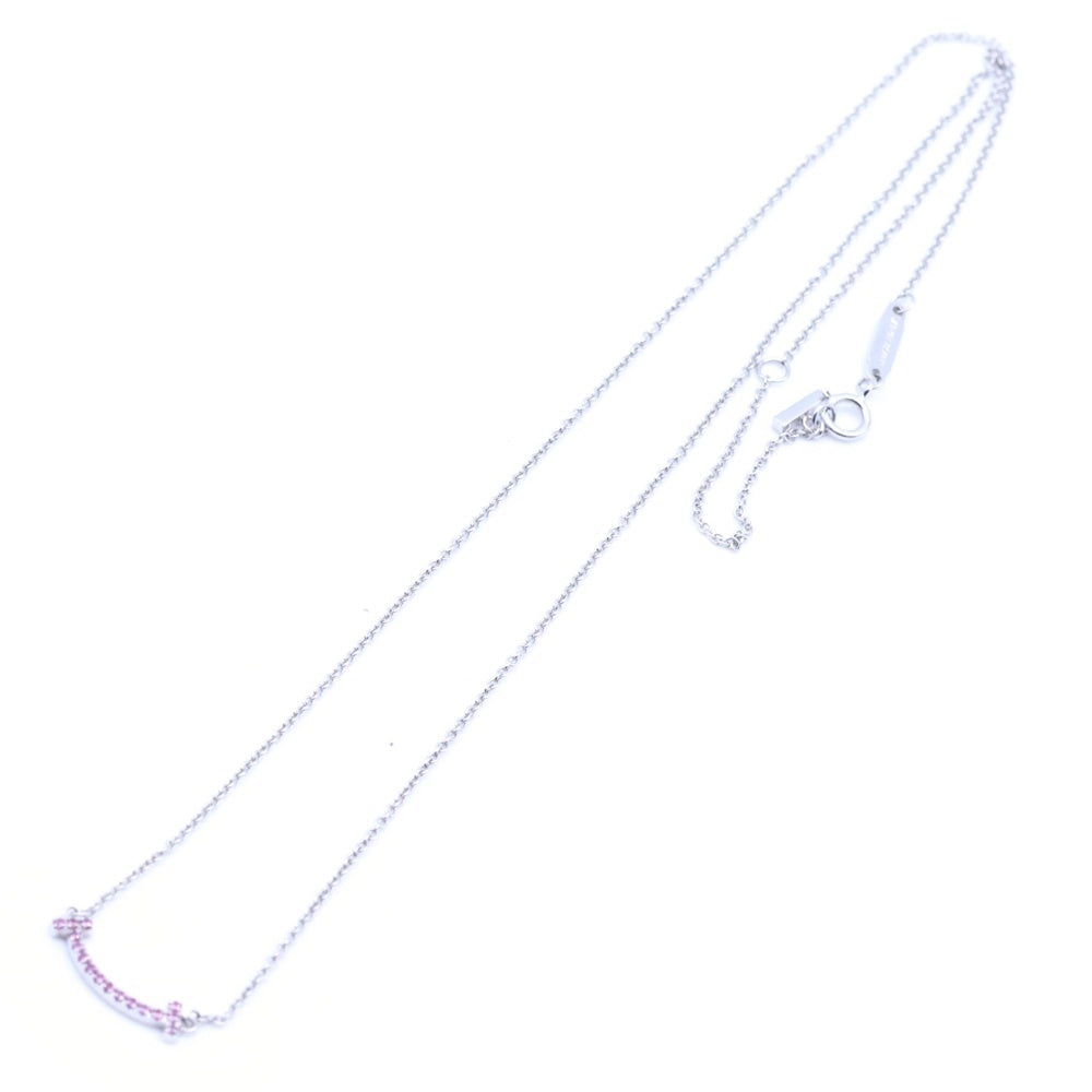 TIFFANY & Co.(ティファニー) Tスマイル ミニ ピンクサファイヤ Au750 K18 WG ホワイトゴールド ペンダント レディース