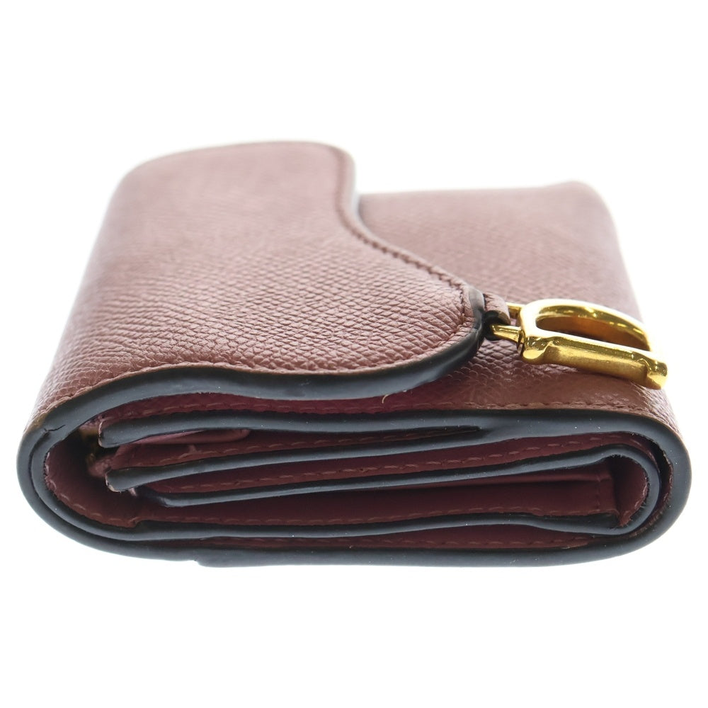 Christian Dior(クリスチャンディオール) サドル コンパクトウォレット ピンク レザー