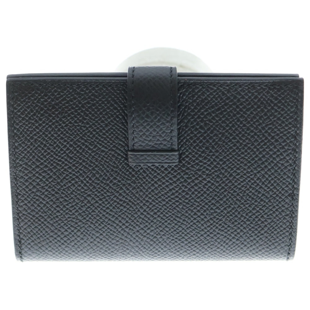 HERMES(エルメス) ベアン ミニ ヴォーエプソン シルバー金具 Hロゴ金具付き カードケース ブラック C刻印 レディース