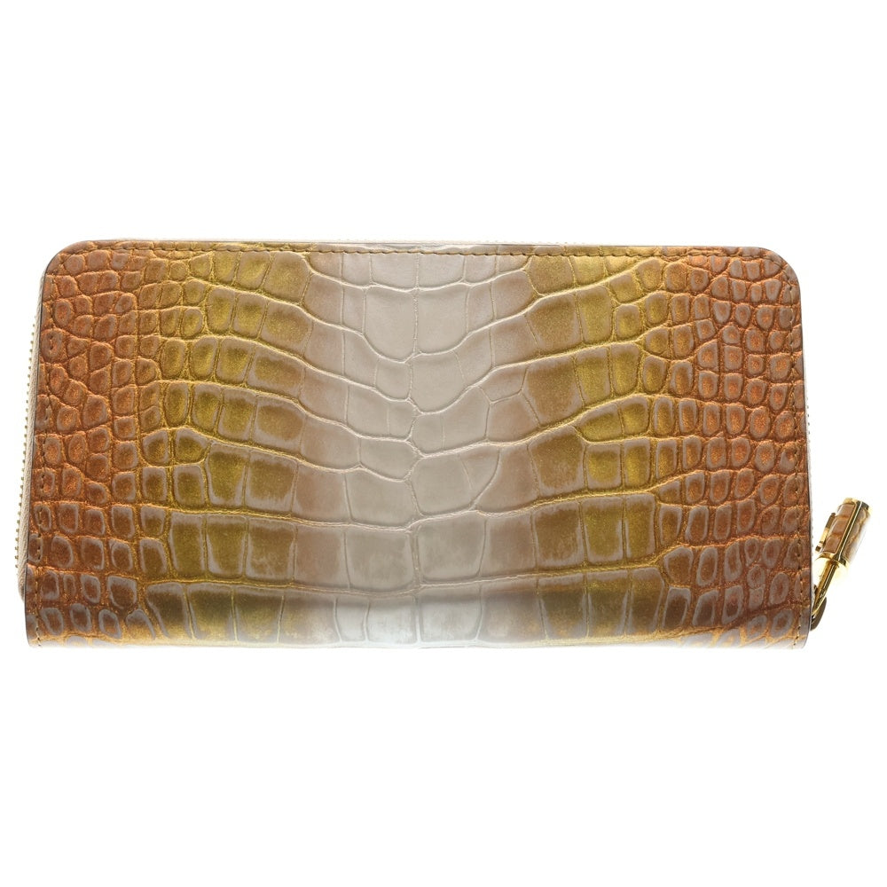 LOUIS VUITTON(ルイヴィトン) ジッピーウォレット レインボー クロコ ロングウォレット 長財布 カードケース ゴールド×ホワイト ゴールド金具 レディース