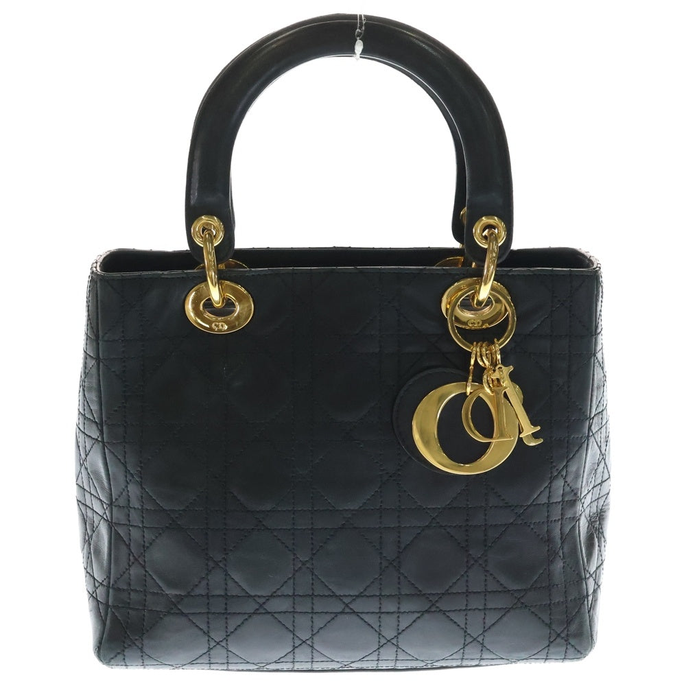 Christian Dior(クリスチャンディオール) レディディオール ハンドバッグ ブラック レザー ゴールド金具 レディース