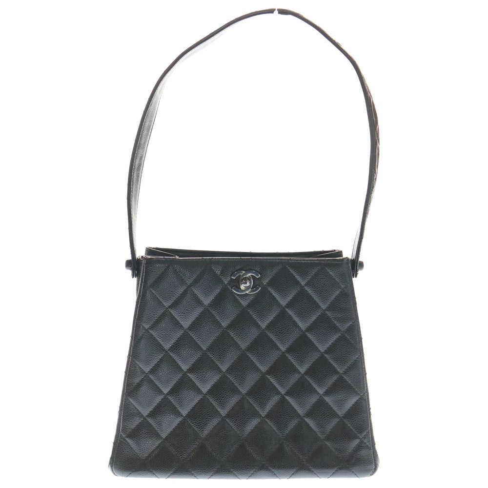 CHANEL(シャネル) マトラッセ ダブルフェイス ハンドバッグ ブラック キャビアスキン シルバー金具 レディース