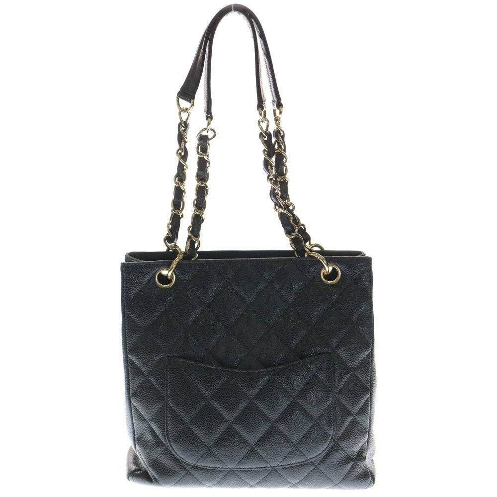 CHANEL(シャネル) マトラッセ ココマーク PST チェーントートバッグ ブラック キャビア ゴールド金具 レディース