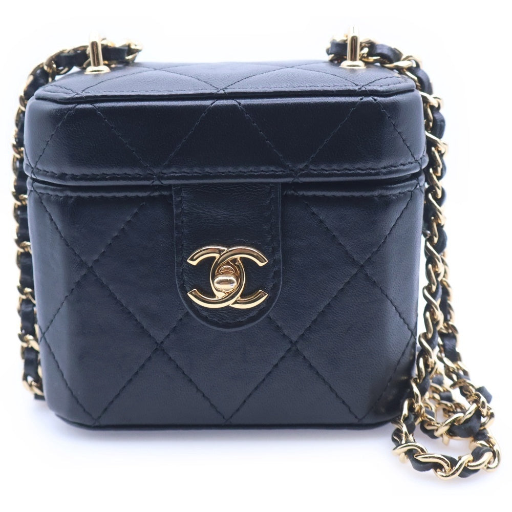 CHANEL(シャネル) マトラッセ ミニバニティ ショルダーバッグ ブラック ラムスキン ゴールド金具 AP3459 レディース