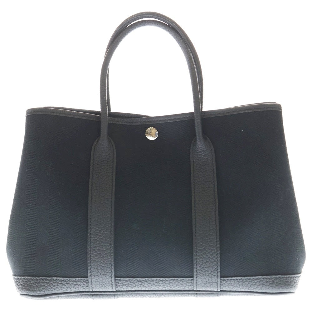 HERMES(エルメス) ガーデンパーティTPM ハンドバッグ ミニトートバッグ ブラック トワル×ネゴンダ レザー×キャンバス C刻印 シルバー金具 レディース