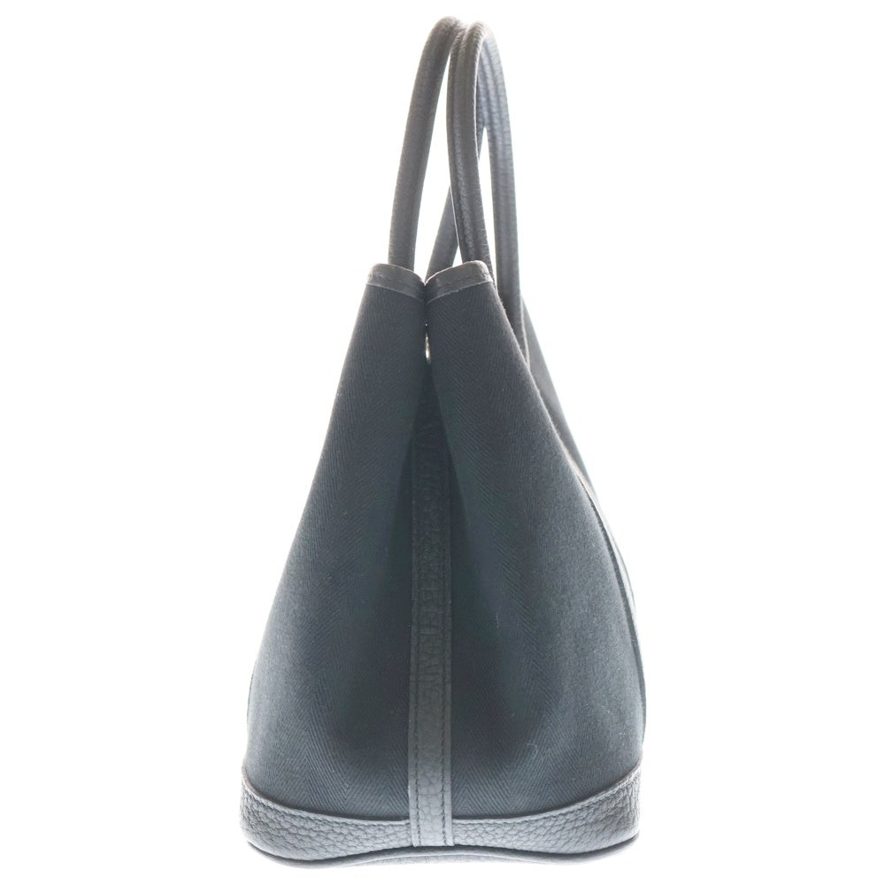 HERMES(エルメス) ガーデンパーティTPM ハンドバッグ ミニトートバッグ ブラック トワル×ネゴンダ レザー×キャンバス C刻印 シルバー金具 レディース