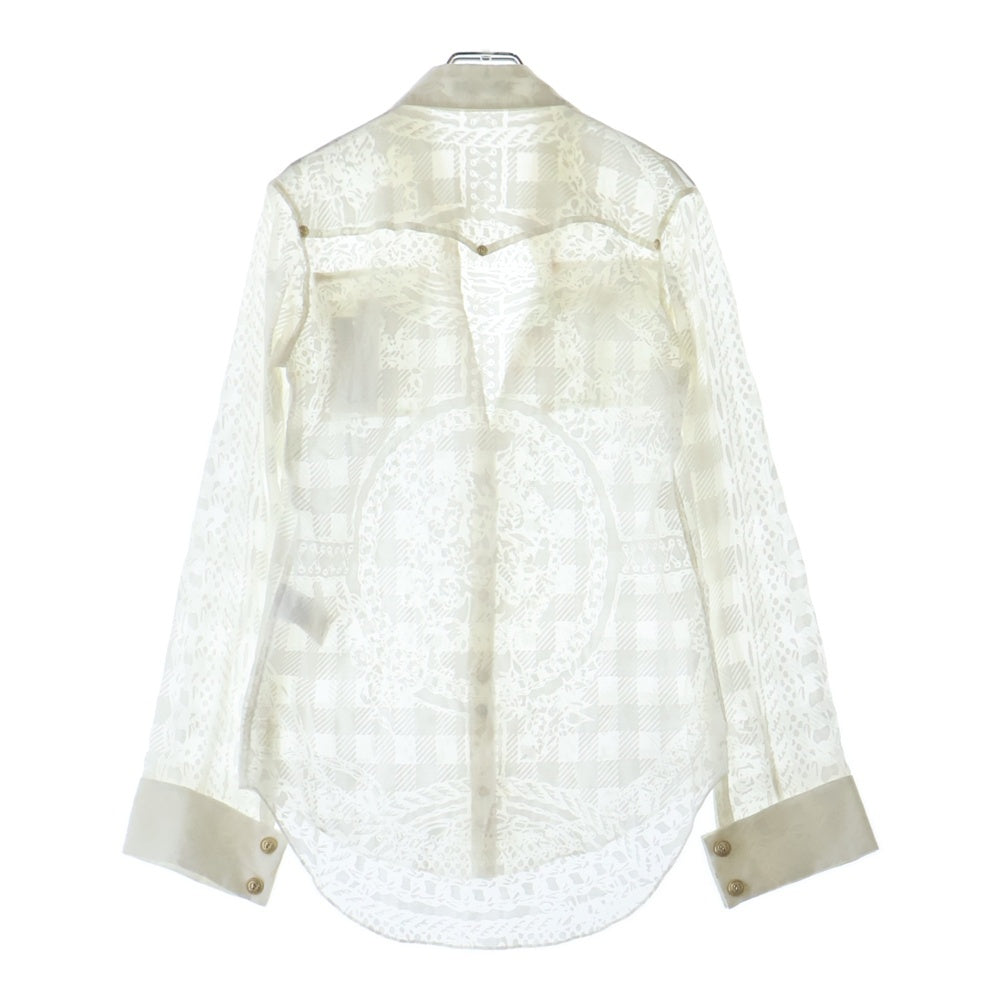 BALMAIN(バルマン) 総柄 金ボタン ブラウス 長袖シャツ ホワイト レディース