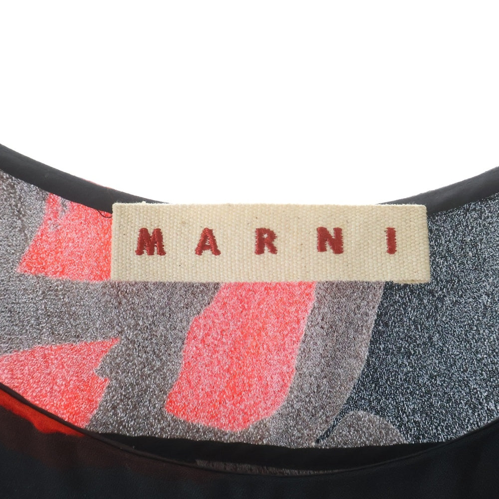 MARNI(マルニ) ローズプリント ワンピースドレス レディース ブラック/レッド