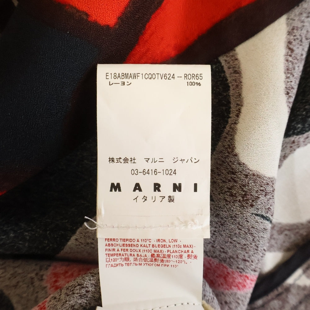 MARNI(マルニ) ローズプリント ワンピースドレス レディース ブラック/レッド