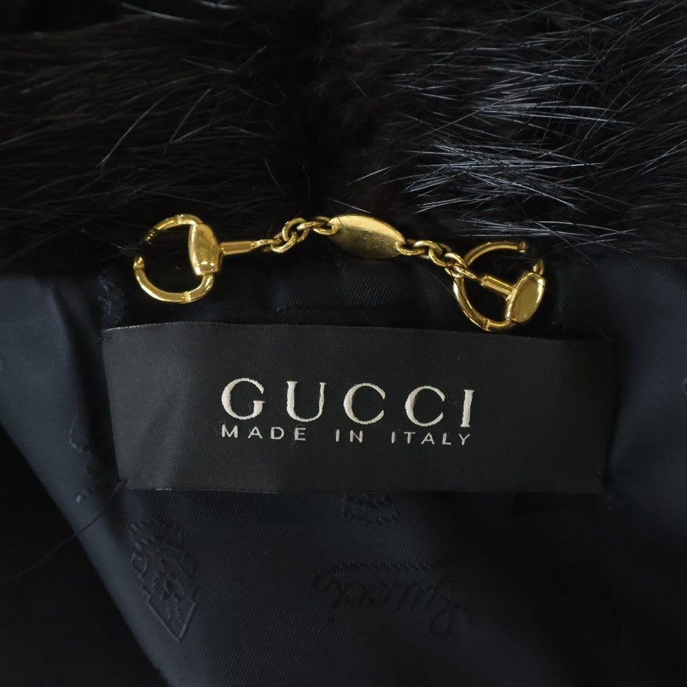 GUCCI(グッチ) ファー レザー ムートンコート ブラック レディース
