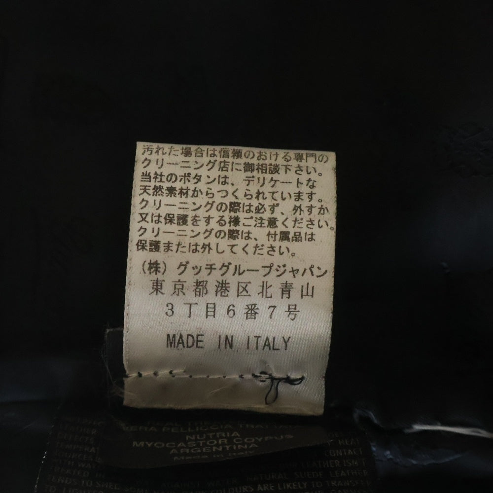 GUCCI(グッチ) ファー レザー ムートンコート ブラック レディース
