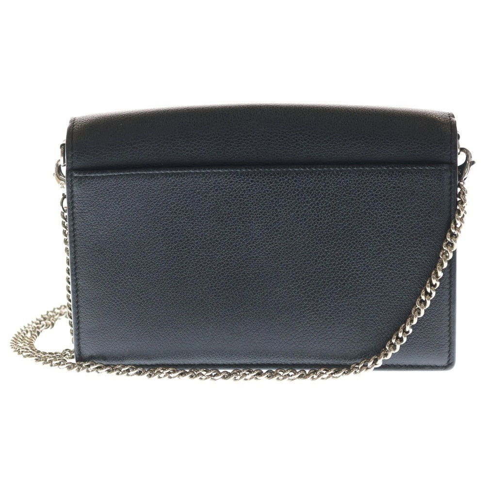 LOUIS VUITTON(ルイヴィトン) LVロゴ ポシェット ロックミー チェーン ショルダーバッグ ミニバッグ ブラック レザー M63471 シルバー金具 レディース