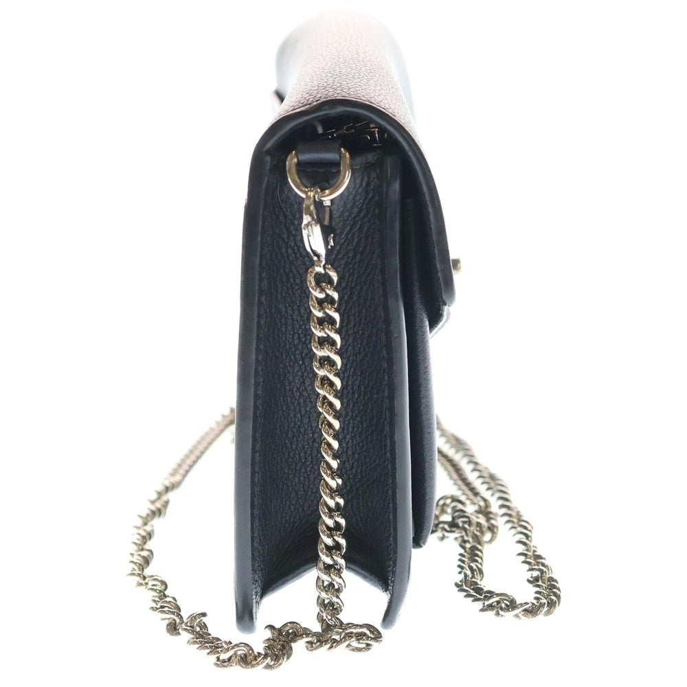 LOUIS VUITTON(ルイヴィトン) LVロゴ ポシェット ロックミー チェーン ショルダーバッグ ミニバッグ ブラック レザー M63471 シルバー金具 レディース