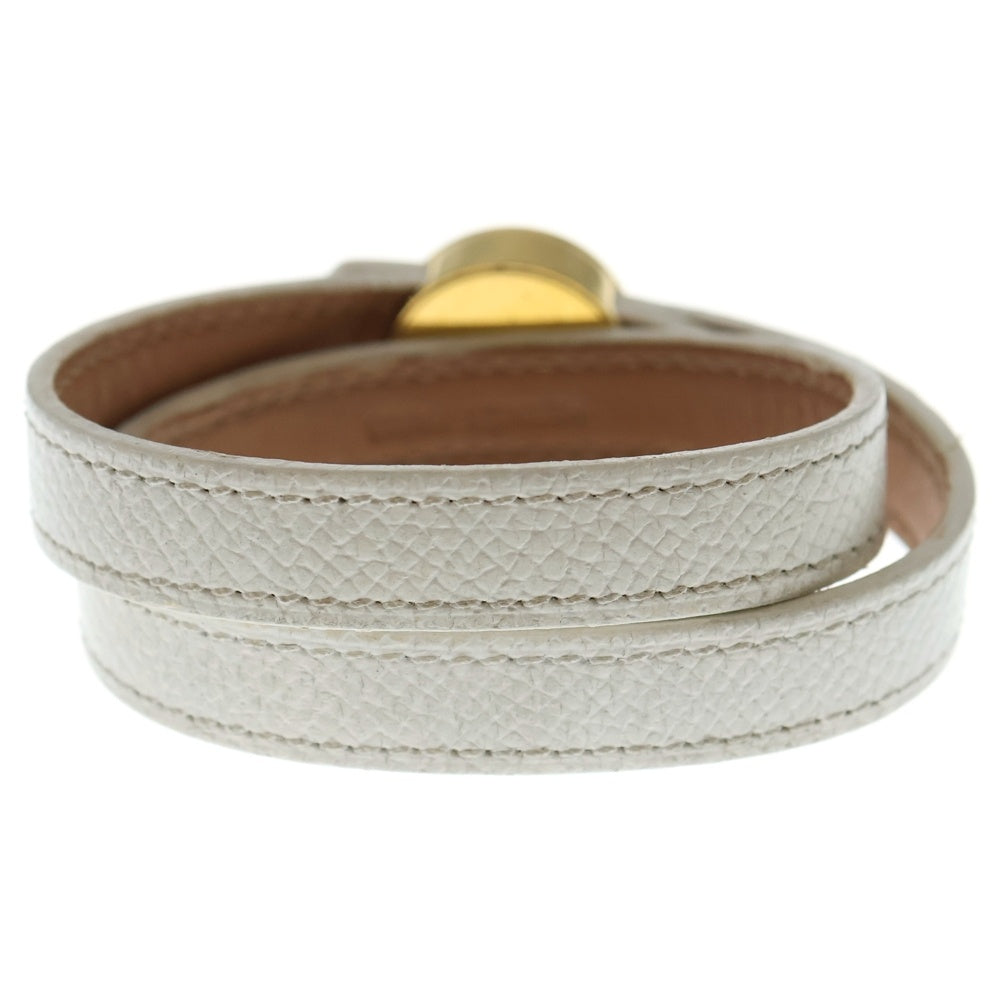 HERMES(エルメス) セリエルーピング ブレスレット ホワイト レザー □N ゴールド金具 レディース