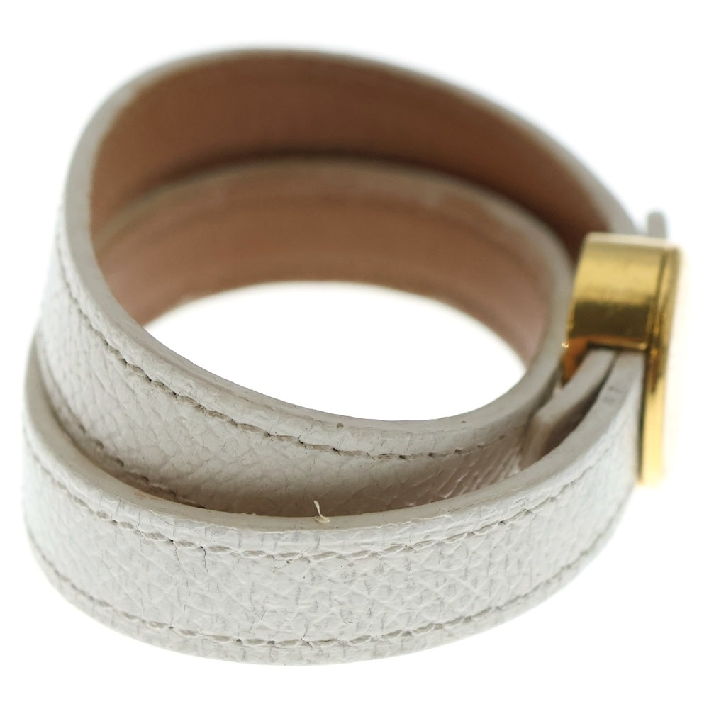 HERMES(エルメス) セリエルーピング ブレスレット ホワイト レザー □N ゴールド金具 レディース