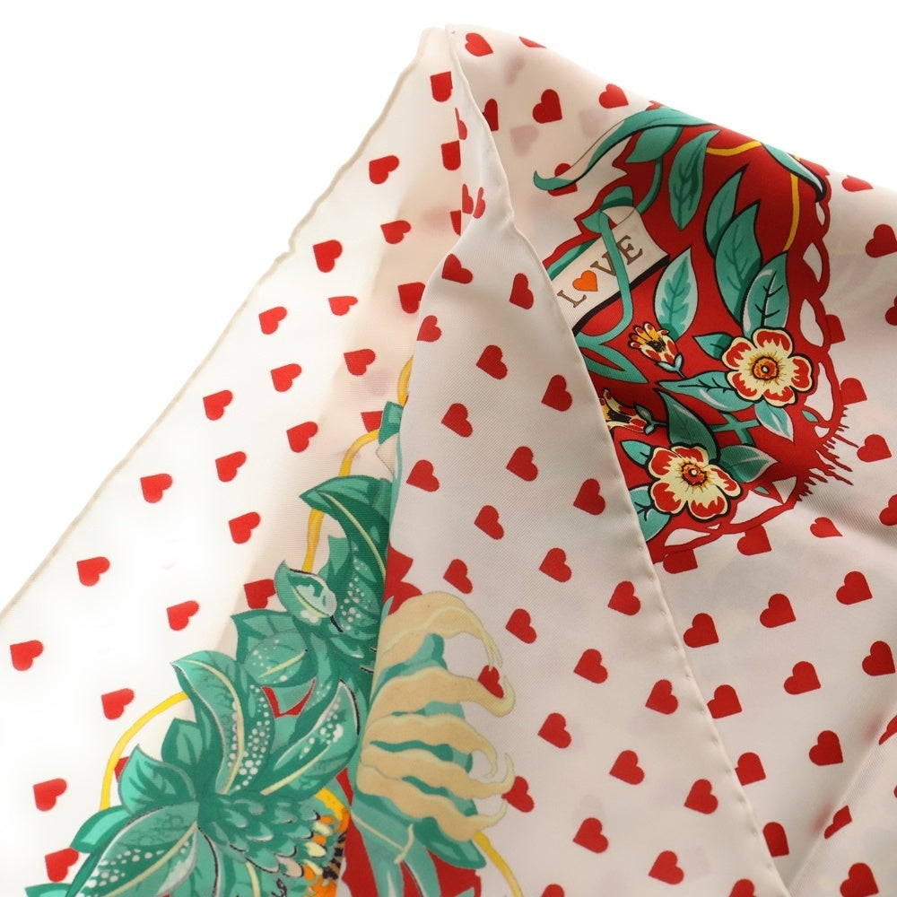 HERMES(エルメス) カレ90 シルク スカーフ ジャングルラヴ ラヴ レッド×マルチカラー レディース