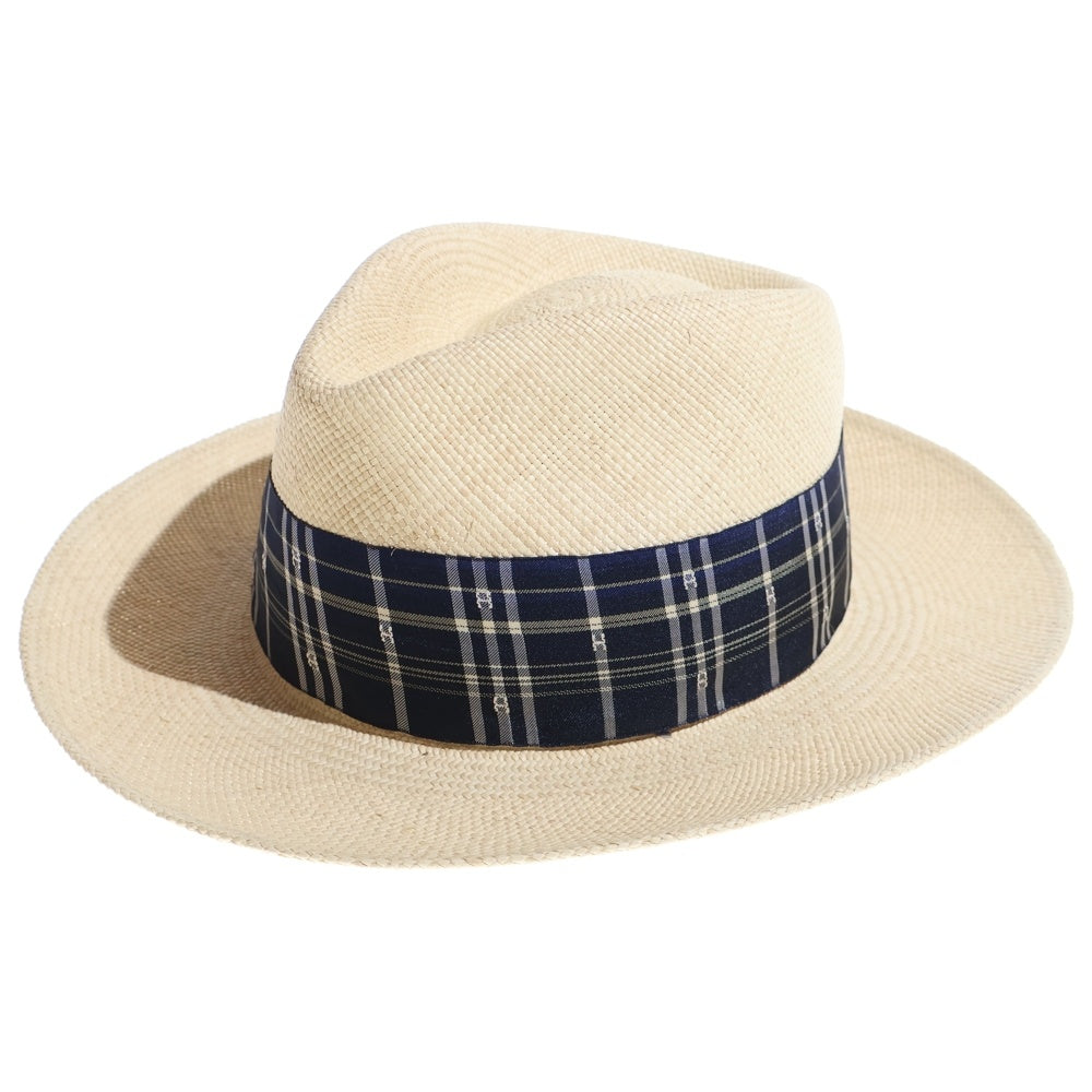 HERMES(エルメス) チェック柄リボン 麦わら帽子 ストローハット 帽子 レディース