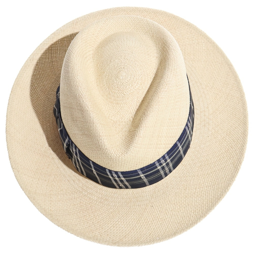 HERMES(エルメス) チェック柄リボン 麦わら帽子 ストローハット 帽子 レディース