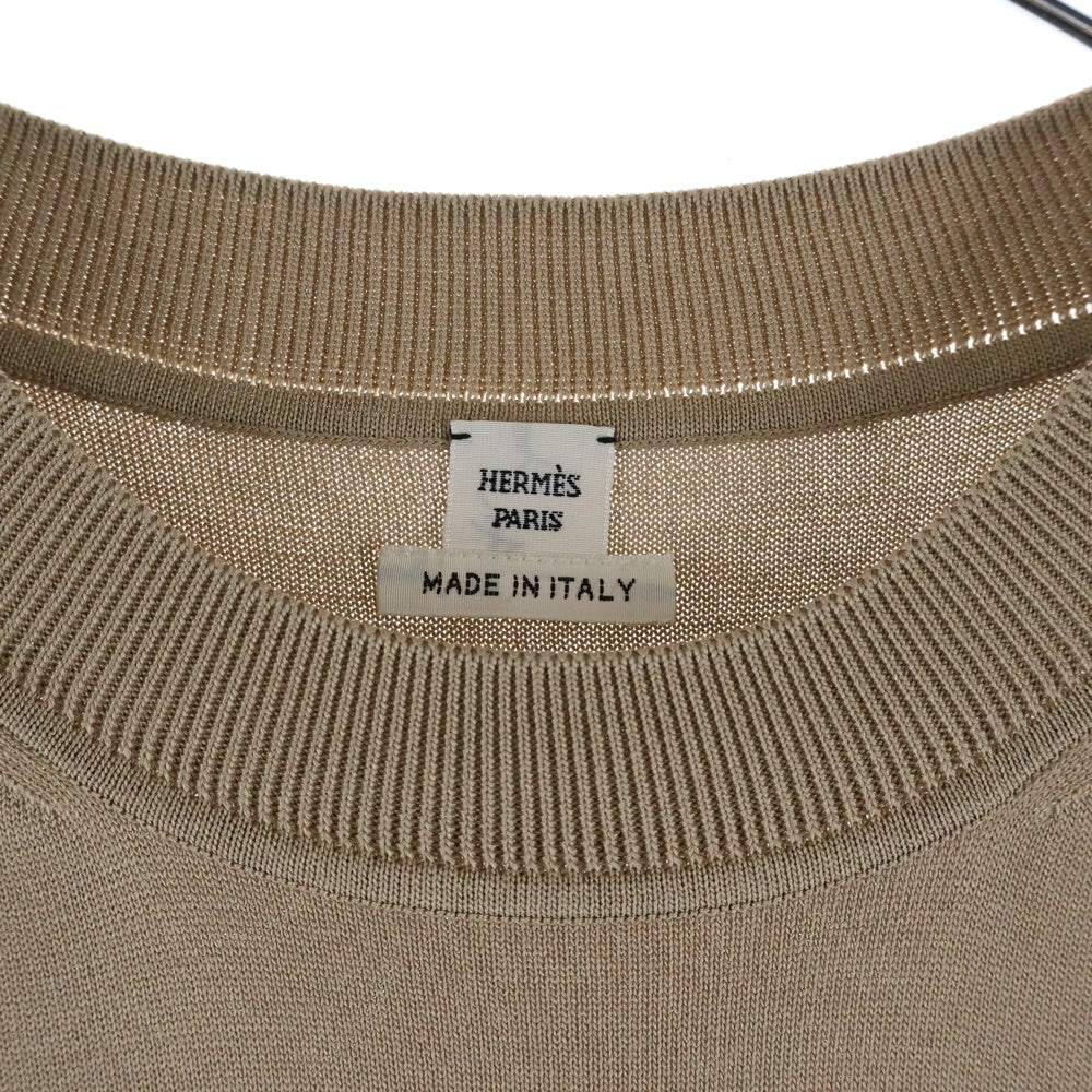 HERMES(エルメス) Hリフト 半袖ニット ひざ丈ワンピース ベージュ 16-7712 レディース