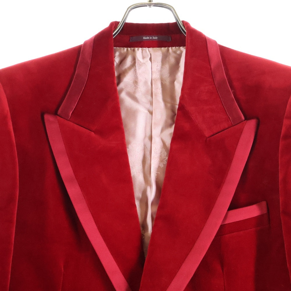GUCCI(グッチ) ベルベット ピークドラペルシングルジャケット レッド 673899 ZAHW8 レディース