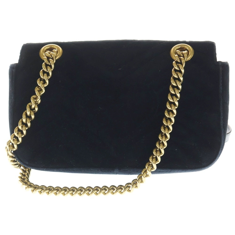 GUCCI(グッチ) GGマーモント チェーンショルダーバッグ ハンドバッグ 2WAY スエード ブラック 446744 レディース