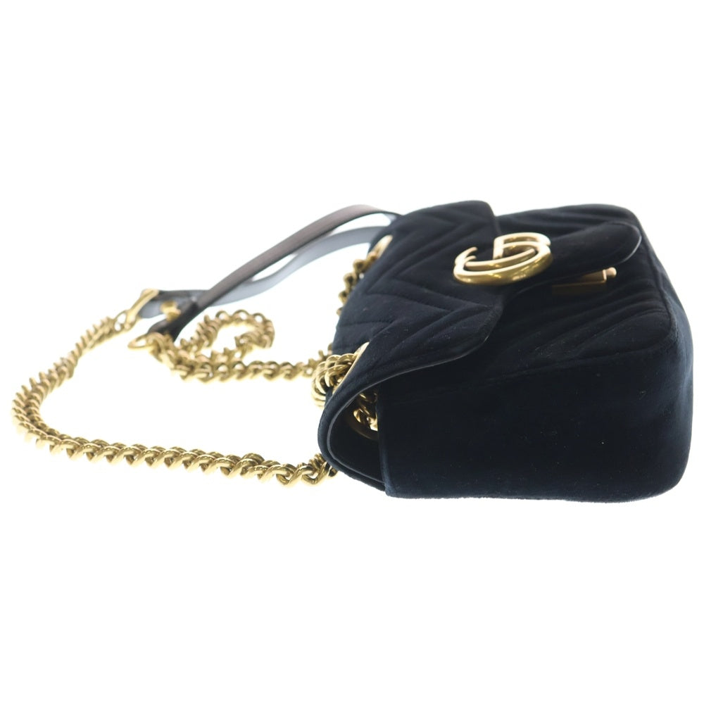 GUCCI(グッチ) GGマーモント チェーンショルダーバッグ ハンドバッグ 2WAY スエード ブラック 446744 レディース