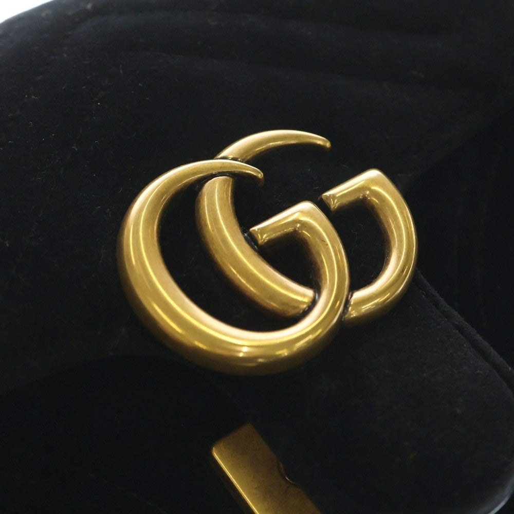 GUCCI(グッチ) GGマーモント チェーンショルダーバッグ ハンドバッグ 2WAY スエード ブラック 446744 レディース