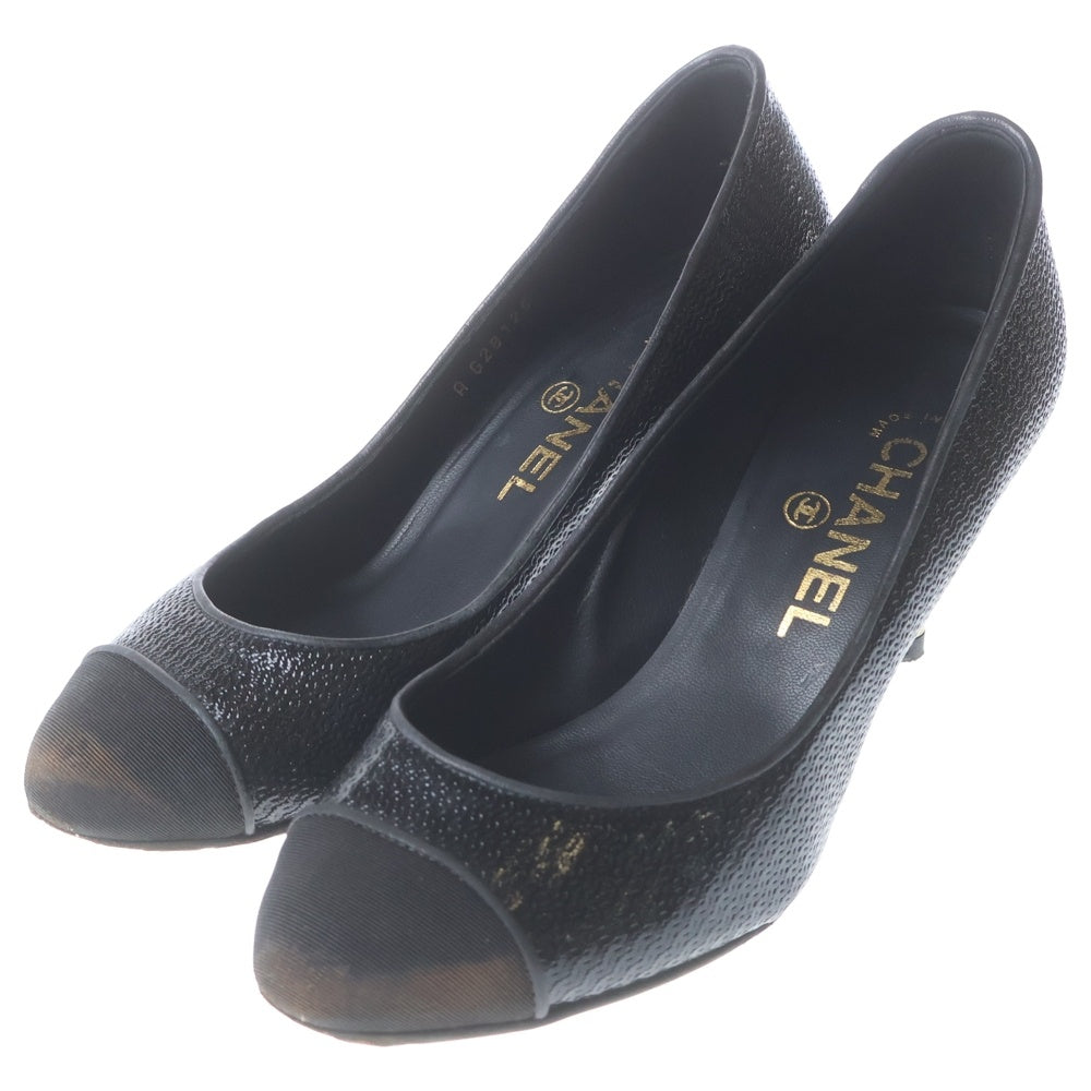 CHANEL(シャネル) キャップトゥ ココマーク パンプス ブラック レザー #35 G28125 レディース