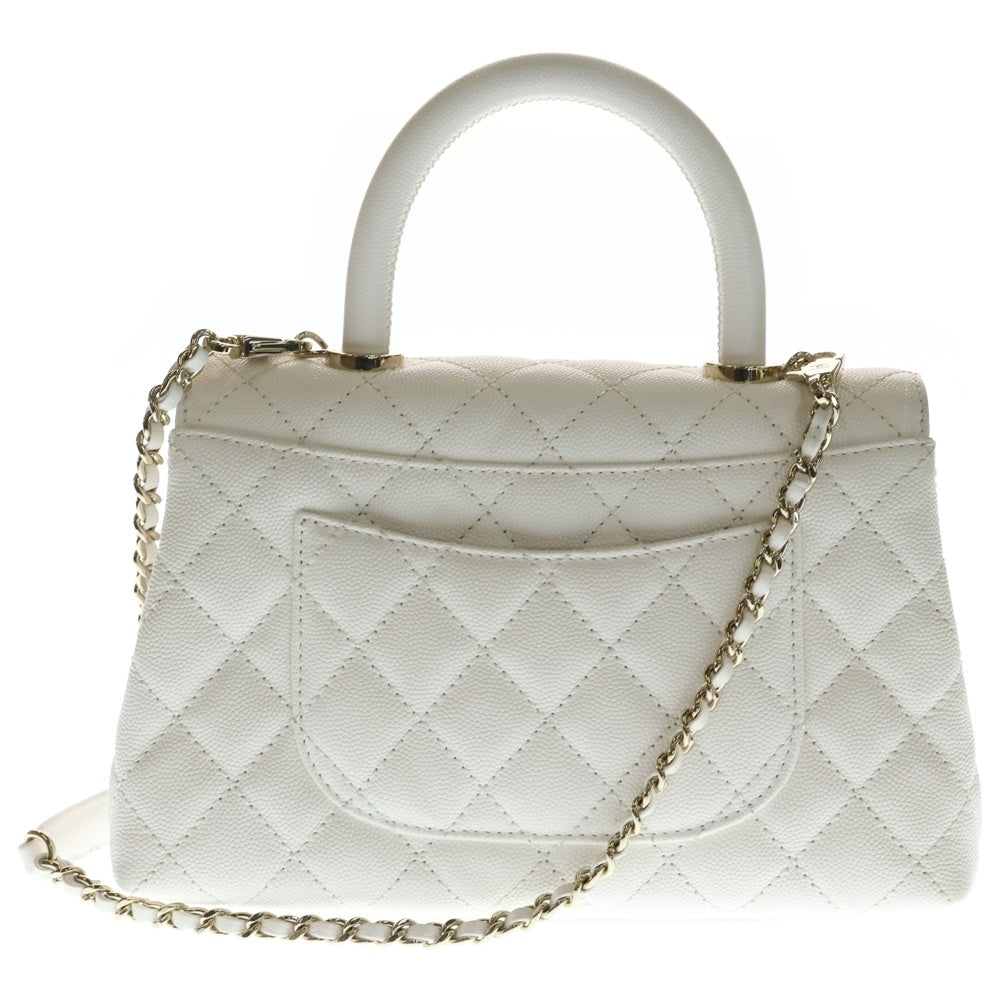 CHANEL(シャネル) ココハンドル XS ハンドバッグ 2wayショルダーバッグ ホワイト キャビアスキン ゴールド金具 A92990 レディース