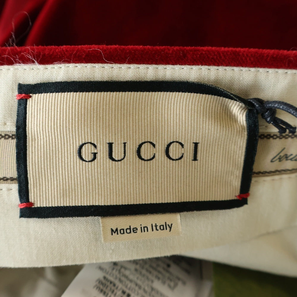 GUCCI(グッチ) ベロア ベルベット スラックス パンツ レッド 672239