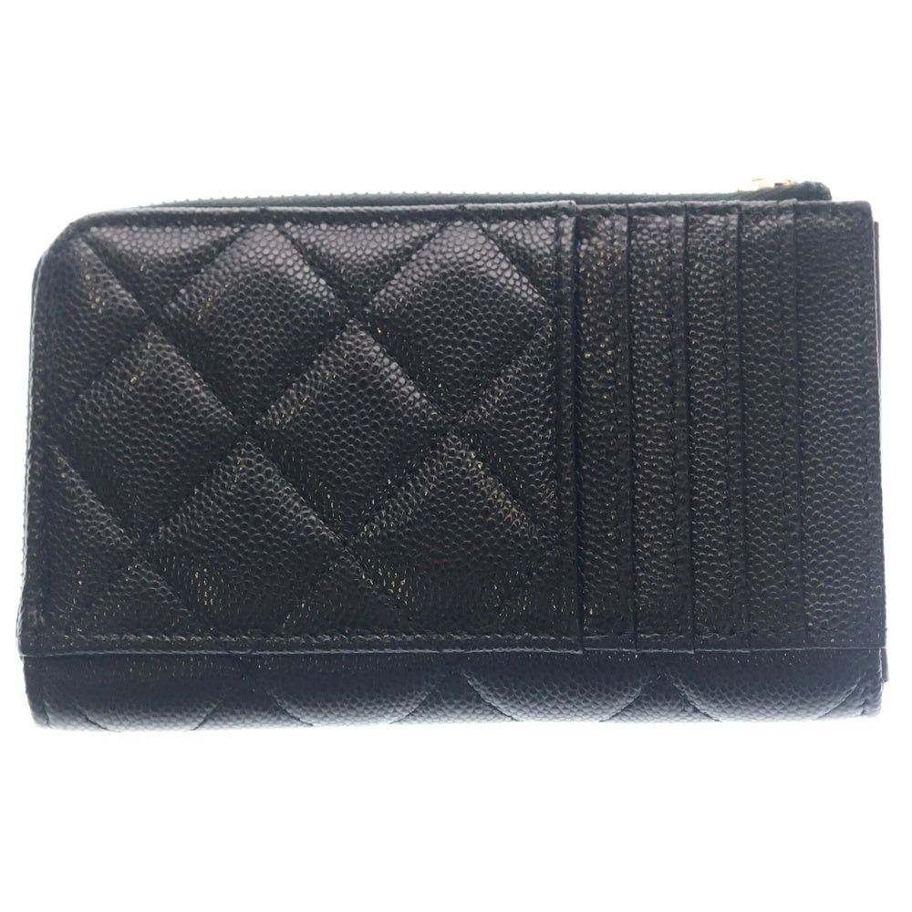 CHANEL(シャネル) マトラッセ フラグメントコインケース カードケース コインケース 小物入れ ブラック キャビアスキン ゴールド金具 レディース