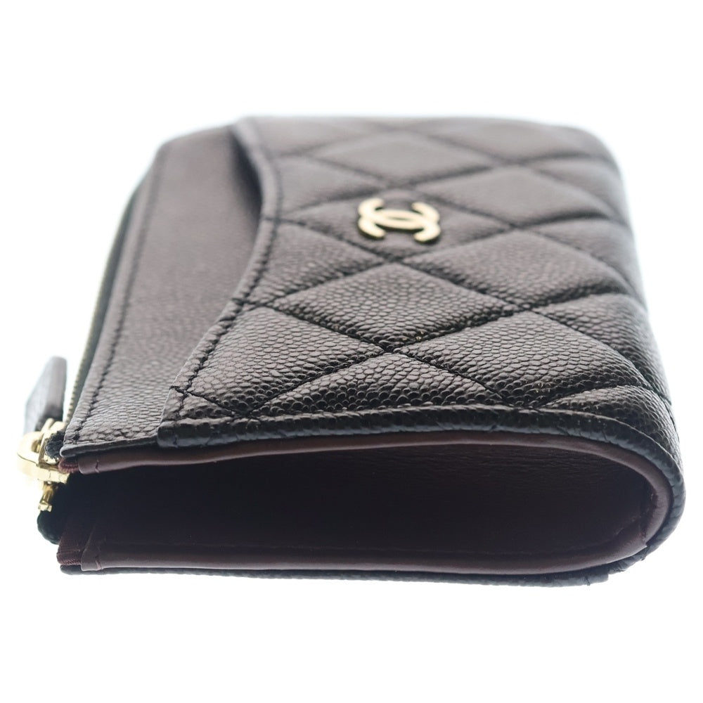 CHANEL(シャネル) マトラッセ フラグメントコインケース カードケース コインケース 小物入れ ブラック キャビアスキン ゴールド金具 レディース