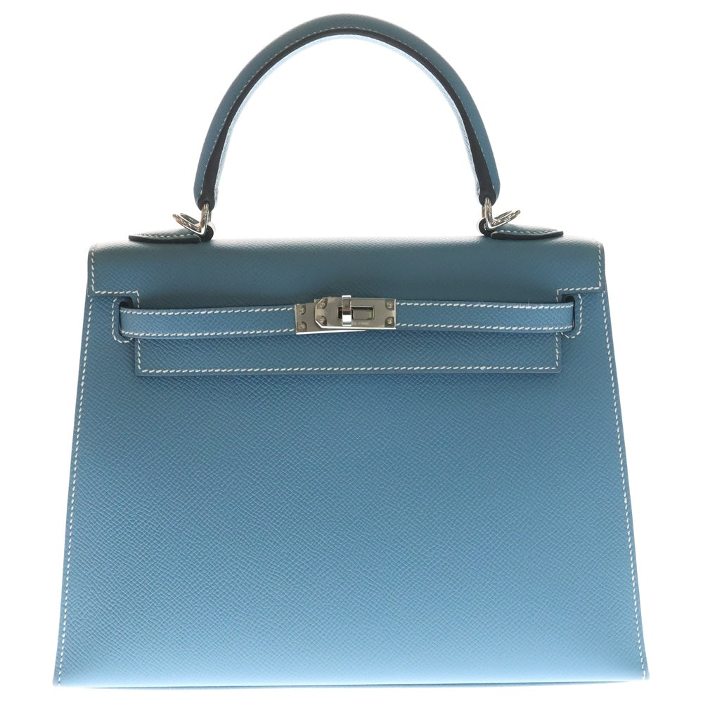 HERMES(エルメス) ケリー25 ニューブルージーン 2WAY ハンドバッグ エプソン シルバー金具 W刻印 レディース