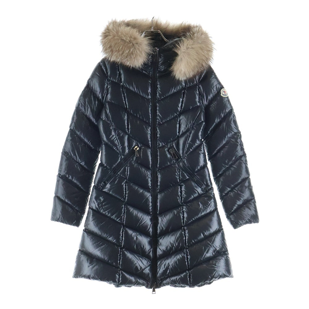 MONCLER(モンクレール) FULMARUS フルマルス ワッペンロゴ ファー フーデッド ジップアップ ダウン ロング ジャケット コート ブラック レディース F20931C56502