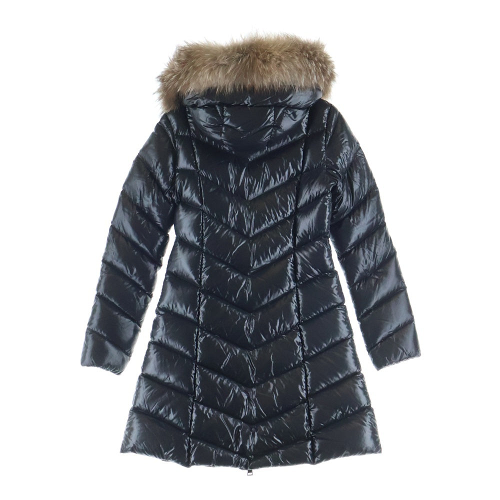 MONCLER(モンクレール) FULMARUS フルマルス ワッペンロゴ ファー フーデッド ジップアップ ダウン ロング ジャケット コート ブラック レディース F20931C56502