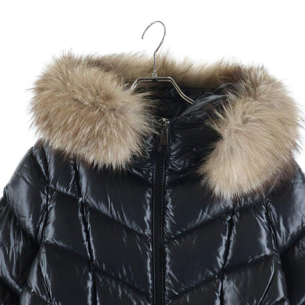 MONCLER(モンクレール) FULMARUS フルマルス ワッペンロゴ ファー フーデッド ジップアップ ダウン ロング ジャケット コート ブラック レディース F20931C56502