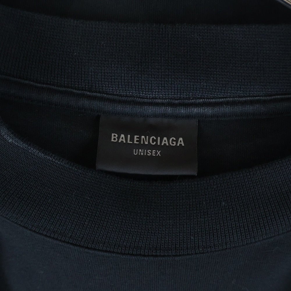 BALENCIAGA(バレンシアガ) ロゴ刺繍 フーデッド ロングスリーブ 長袖Tシャツ カットソー ブラック 797720