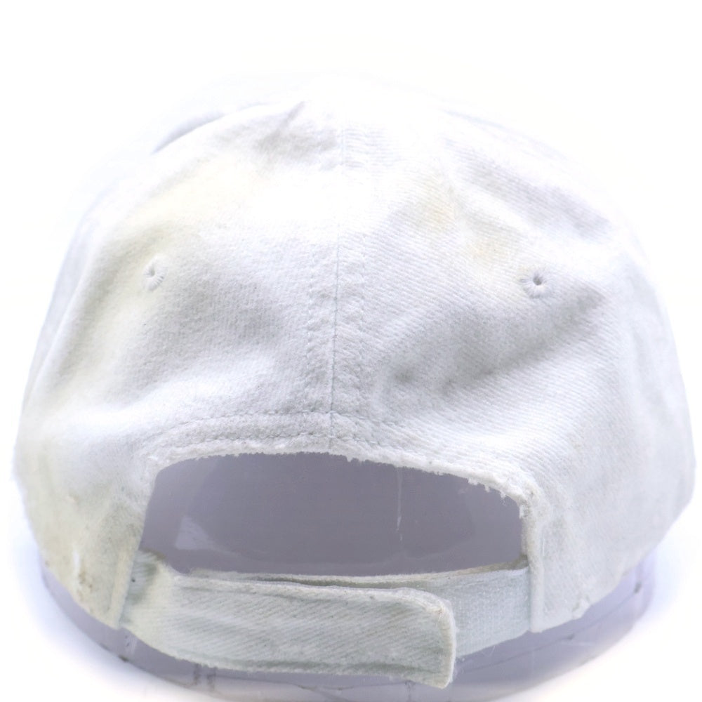BALENCIAGA(バレンシアガ) Piercing Logo Cap ダメージ加工 ピアシング ロゴ刺繍 ベースボールキャップ 帽子 ホワイト