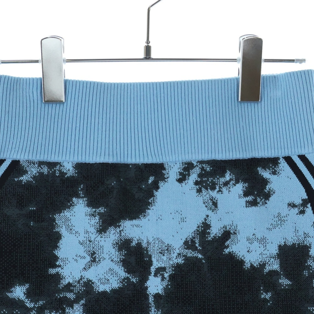 NO BRAND(ノーブランド) PH5 ジャガードニット アシンメトリー デザイン ミニ スカート ライトブルー レディース