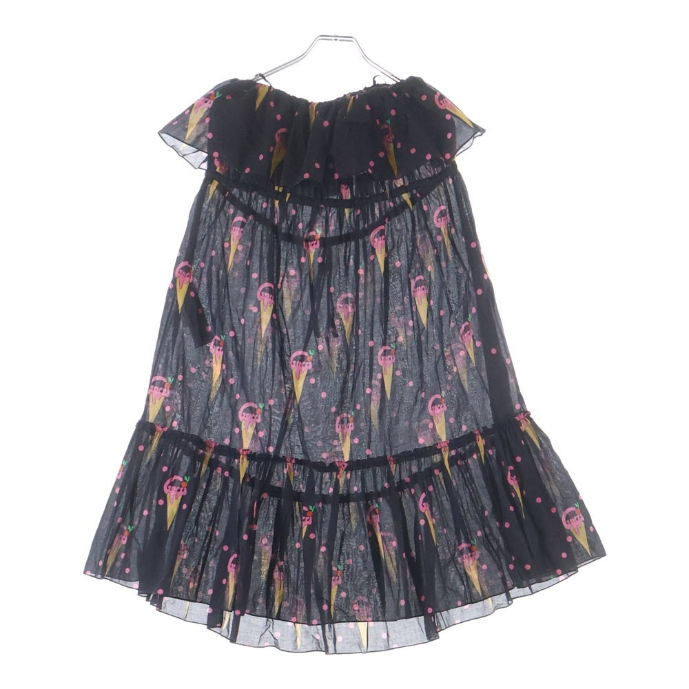 GUCCI(グッチ) アイスクリームプリント コットンワンピース ブラック 36 730392 ZALYA