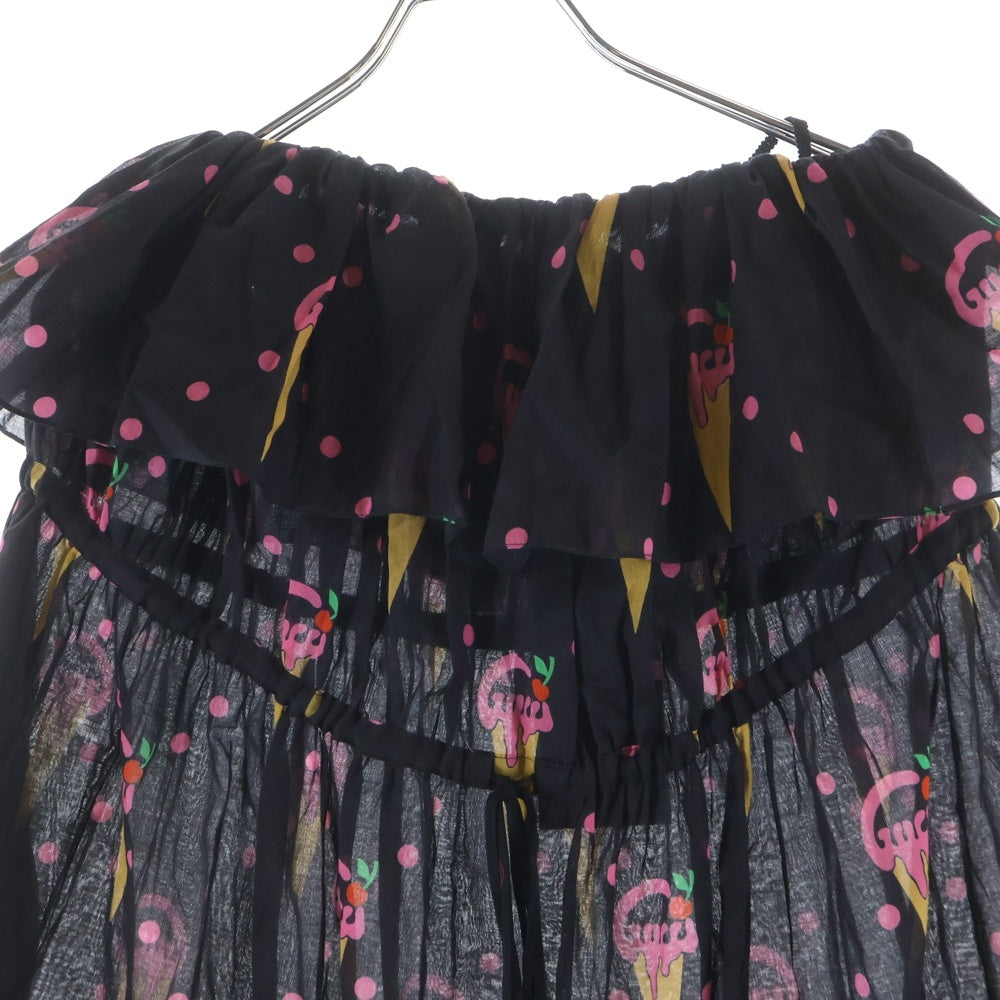 GUCCI(グッチ) アイスクリームプリント コットンワンピース ブラック 36 730392 ZALYA