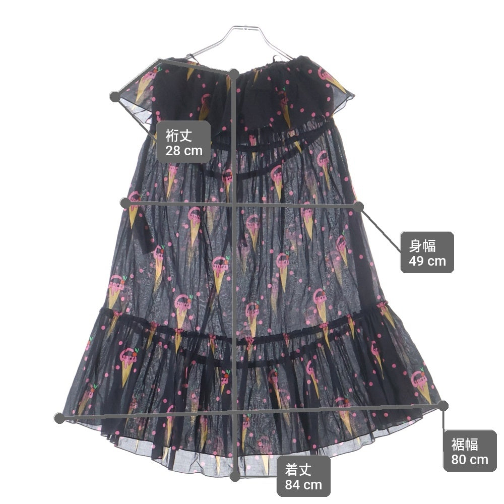 GUCCI(グッチ) アイスクリームプリント コットンワンピース ブラック 36 730392 ZALYA