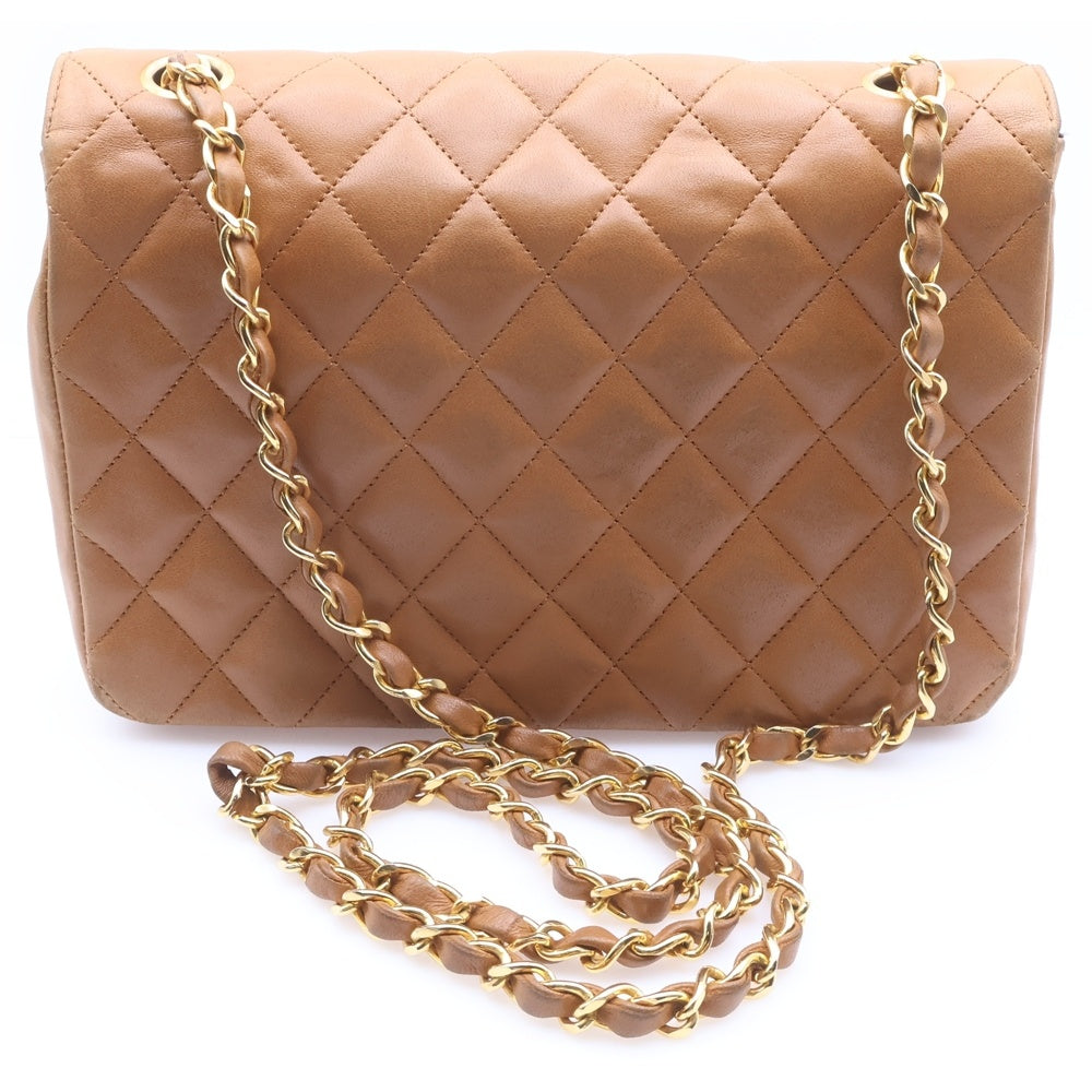 CHANEL(シャネル) ハーフムーン チェーン ショルダーバッグ ブラウン ラムスキン ゴールド金具 レディース