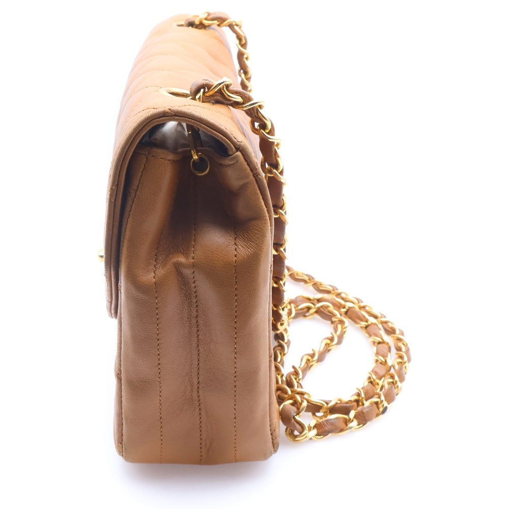 CHANEL(シャネル) ハーフムーン チェーン ショルダーバッグ ブラウン ラムスキン ゴールド金具 レディース