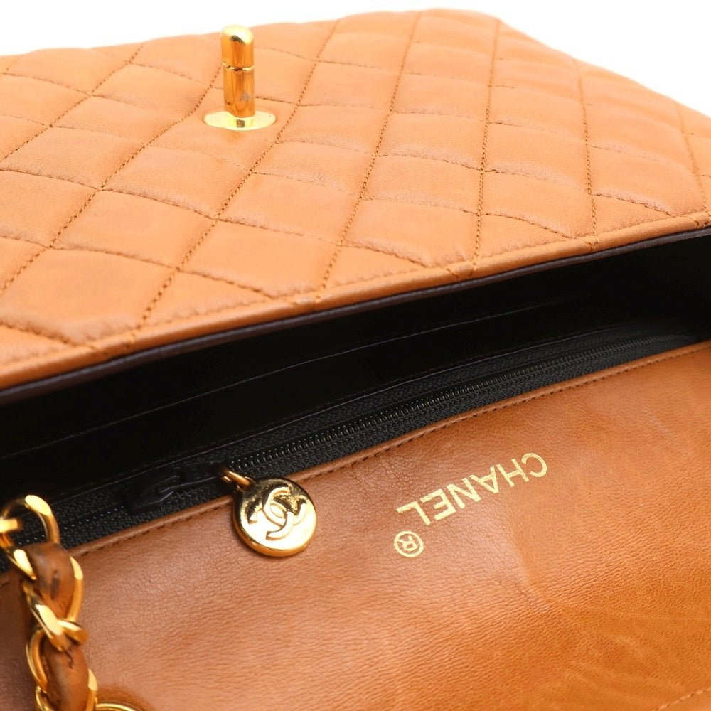 CHANEL(シャネル) ハーフムーン チェーン ショルダーバッグ ブラウン ラムスキン ゴールド金具 レディース